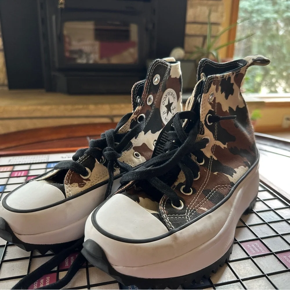 Converse Brown and Black High-Top Sneakers camo fly run - Picture 2 of 8